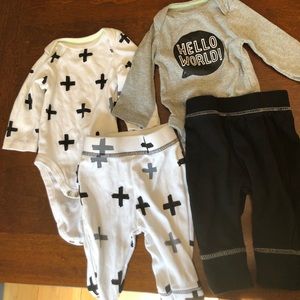 Cloud island 2 pair onesie and pants set.